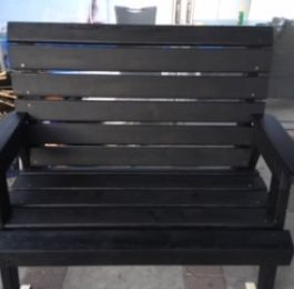 Garden bench made from softwood and painted with black sadolin wood preservative: Click Here To View Larger Image