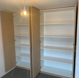 Office storage purpose made white melamine  units with MDF doors: Click Here To View Larger Image
