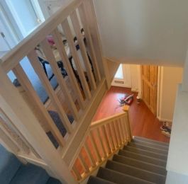 New handrails, baserails and spindles to staircase: Click Here To View Larger Image