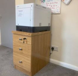 Purpose made Oak veneered drawer unit for office: Click Here To View Larger Image