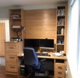 Purpose made Oak veneered units and desk to form home office area: Click Here To View Larger Image